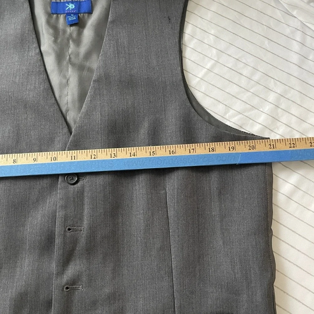 Egara Men's Slim Fit 100% Wool Suit Vest Gray Five Button Waistcoat Wedding Sz M